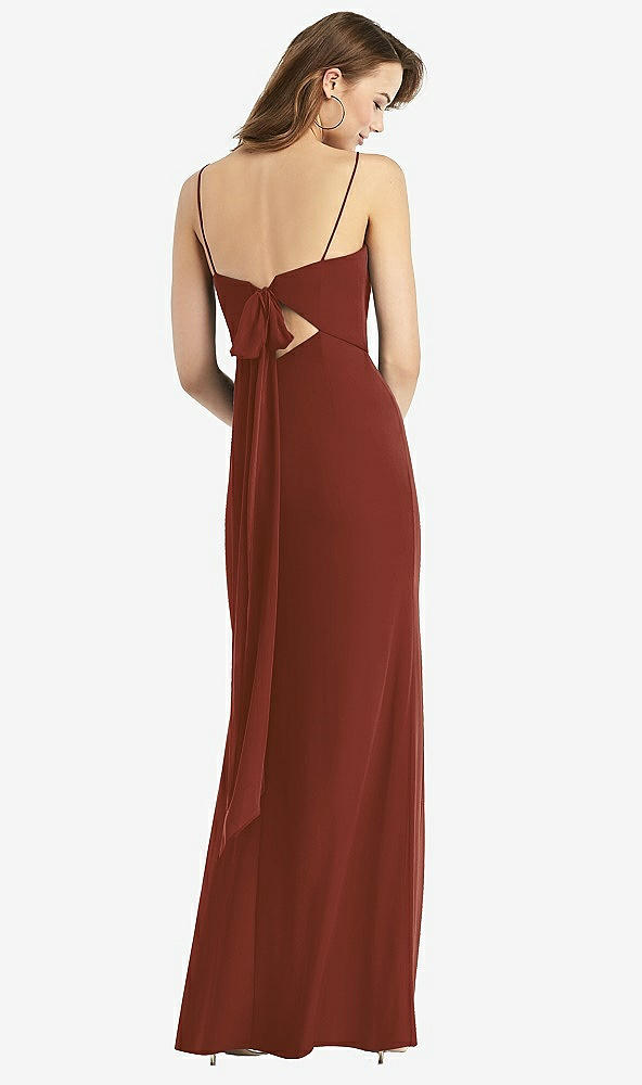 Front View - Auburn Moon Tie-Back Cutout Trumpet Gown with Front Slit