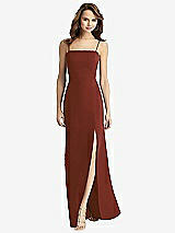 Rear View Thumbnail - Auburn Moon Tie-Back Cutout Trumpet Gown with Front Slit