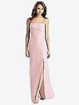 Rear View Thumbnail - Ballet Pink Tie-Back Cutout Trumpet Gown with Front Slit