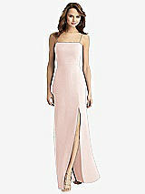 Rear View Thumbnail - Blush Tie-Back Cutout Trumpet Gown with Front Slit