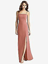 Rear View Thumbnail - Desert Rose Tie-Back Cutout Trumpet Gown with Front Slit