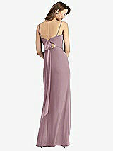 Front View Thumbnail - Dusty Rose Tie-Back Cutout Trumpet Gown with Front Slit