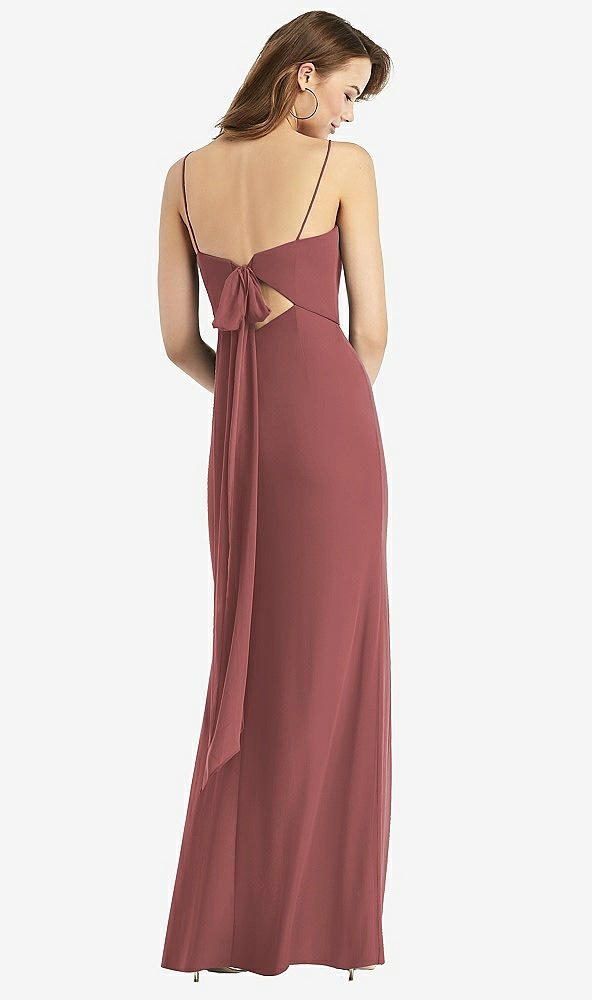 Front View - English Rose Tie-Back Cutout Trumpet Gown with Front Slit