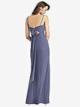 Front View Thumbnail - French Blue Tie-Back Cutout Trumpet Gown with Front Slit