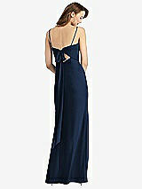 Front View Thumbnail - Midnight Navy Tie-Back Cutout Trumpet Gown with Front Slit