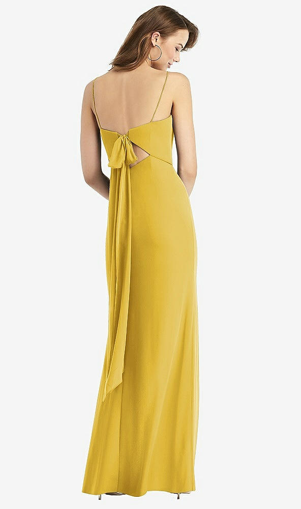 Front View - Marigold Tie-Back Cutout Trumpet Gown with Front Slit