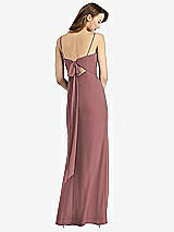 Front View Thumbnail - Rosewood Tie-Back Cutout Trumpet Gown with Front Slit