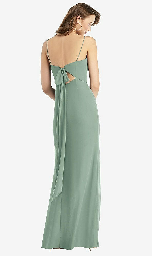 Front View - Seagrass Tie-Back Cutout Trumpet Gown with Front Slit
