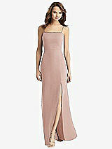 Rear View Thumbnail - Toasted Sugar Tie-Back Cutout Trumpet Gown with Front Slit