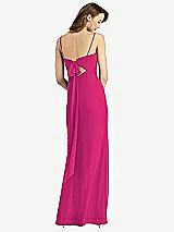 Front View Thumbnail - Think Pink Tie-Back Cutout Trumpet Gown with Front Slit