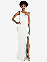 Front View Thumbnail - White One-Shoulder Chiffon Trumpet Gown