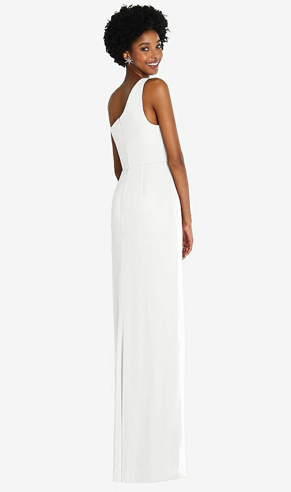 Back View - White One-Shoulder Chiffon Trumpet Gown