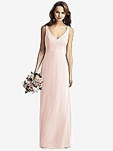 Front View Thumbnail - Blush Sleeveless V-Back Long Trumpet Gown