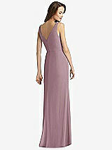 Rear View Thumbnail - Dusty Rose Sleeveless V-Back Long Trumpet Gown