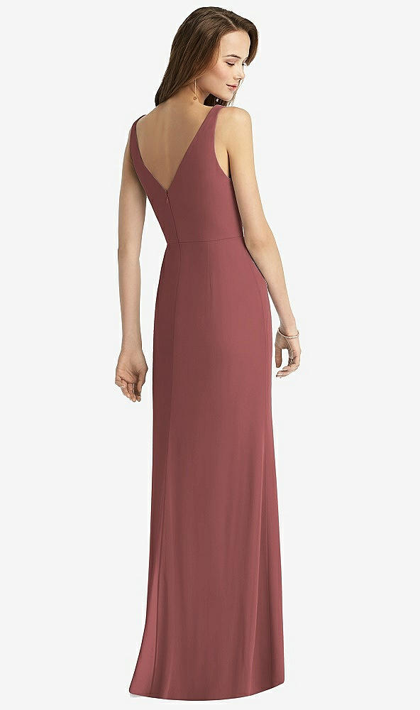 Back View - English Rose Sleeveless V-Back Long Trumpet Gown
