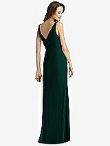 Rear View Thumbnail - Evergreen Sleeveless V-Back Long Trumpet Gown