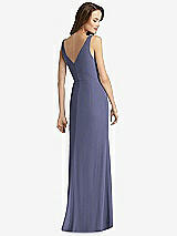 Rear View Thumbnail - French Blue Sleeveless V-Back Long Trumpet Gown