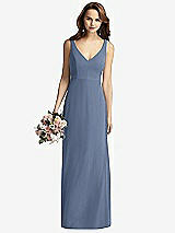 Front View Thumbnail - Larkspur Blue Sleeveless V-Back Long Trumpet Gown