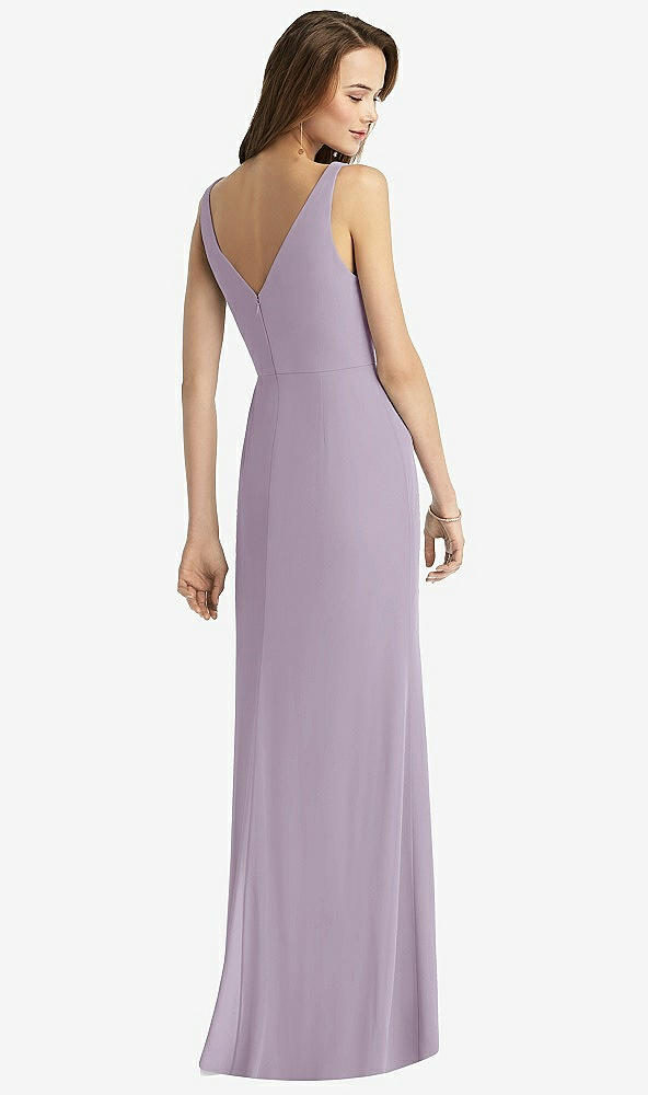 Back View - Lilac Haze Sleeveless V-Back Long Trumpet Gown