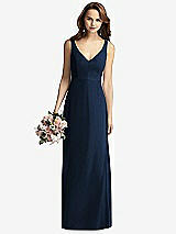 Front View Thumbnail - Midnight Navy Sleeveless V-Back Long Trumpet Gown
