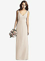 Front View Thumbnail - Oat Sleeveless V-Back Long Trumpet Gown