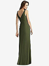 Rear View Thumbnail - Olive Green Sleeveless V-Back Long Trumpet Gown