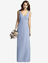 Front View Thumbnail - Sky Blue Sleeveless V-Back Long Trumpet Gown