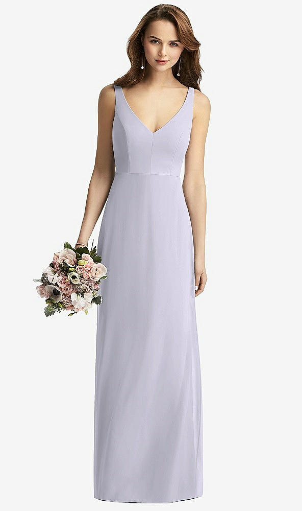 Front View - Silver Dove Sleeveless V-Back Long Trumpet Gown