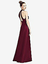 Front View Thumbnail - Cabernet High-Neck Cutout Satin Dress with Pockets