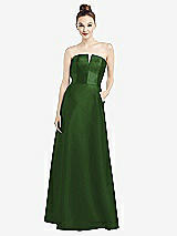 Front View Thumbnail - Celtic Strapless Notch Satin Gown with Pockets