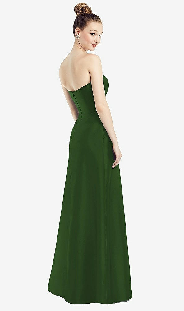Back View - Celtic Strapless Notch Satin Gown with Pockets