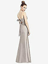 Front View Thumbnail - Taupe Open-Back Bow Tie Satin Trumpet Gown
