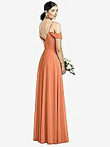 Rear View Thumbnail - Sweet Melon Cold-Shoulder V-Back Chiffon Maxi Dress
