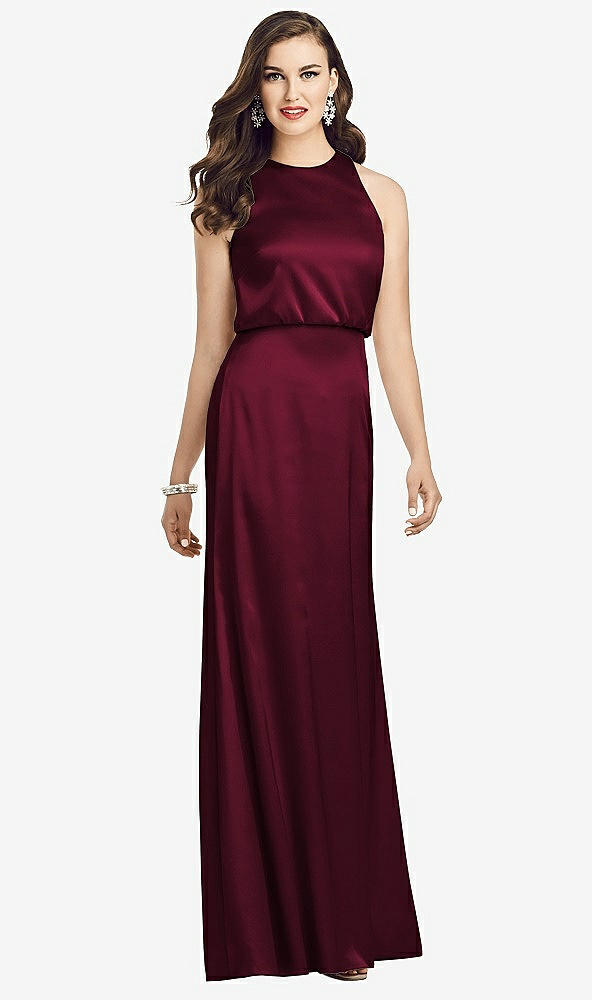 Front View - Cabernet Sleeveless Blouson Bodice Trumpet Gown