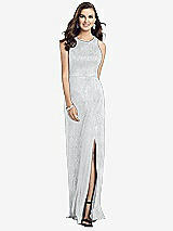 Front View Thumbnail - Silver Sleeveless Scoop Neck Metallic Trumpet Gown