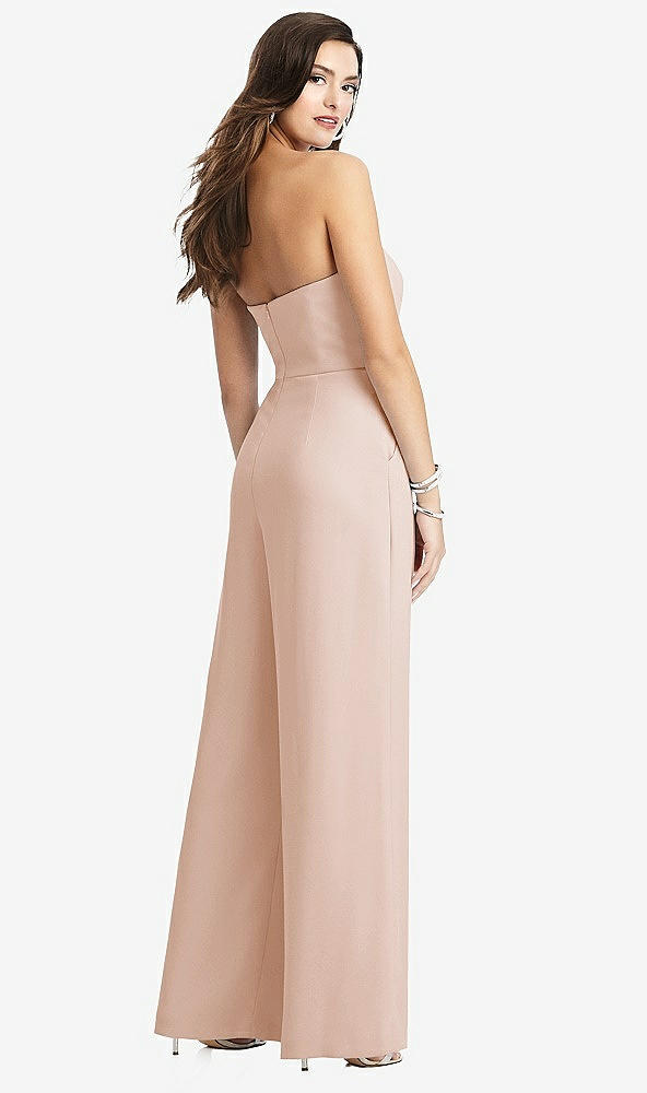 Back View - Cameo Strapless Notch Crepe Jumpsuit with Pockets