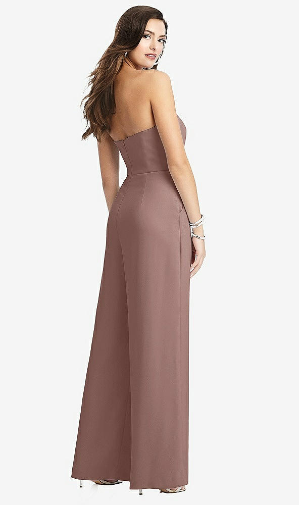 Back View - Sienna Strapless Notch Crepe Jumpsuit with Pockets