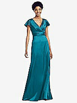 Front View Thumbnail - Oasis Flutter Sleeve Draped Wrap Stretch Maxi Dress