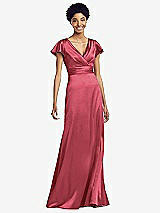 Front View Thumbnail - Nectar Flutter Sleeve Draped Wrap Stretch Maxi Dress