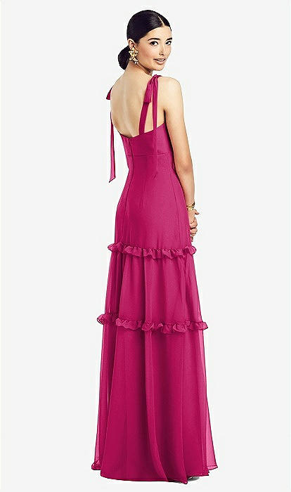 Charmeuse and chiffon outlet bridesmaid dress with ruffle