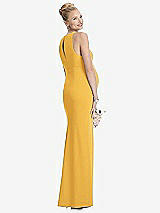 Rear View Thumbnail - NYC Yellow Sleeveless Halter Maternity Dress with Front Slit