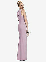 Rear View Thumbnail - Suede Rose Sleeveless Halter Maternity Dress with Front Slit