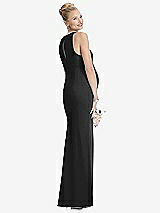 Rear View Thumbnail - Black Sleeveless Halter Maternity Dress with Front Slit