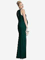 Rear View Thumbnail - Evergreen Sleeveless Halter Maternity Dress with Front Slit