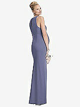 Rear View Thumbnail - French Blue Sleeveless Halter Maternity Dress with Front Slit