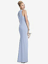 Rear View Thumbnail - Sky Blue Sleeveless Halter Maternity Dress with Front Slit