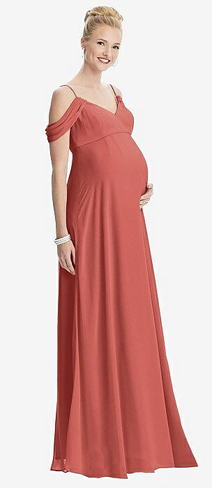 Coral maternity 2025 bridesmaid dress