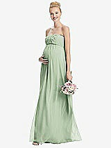 Front View Thumbnail - Celadon Strapless Chiffon Shirred Skirt Maternity Dress