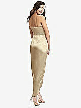 Rear View Thumbnail - Banana Faux Wrap Midi Dress with Draped Tulip Skirt