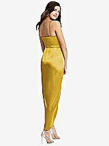 Rear View Thumbnail - Marigold Faux Wrap Midi Dress with Draped Tulip Skirt